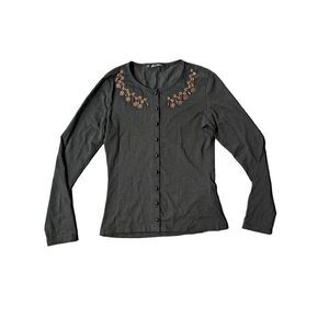 Kiki Riki Cardigan Black with a Round Neck. Women's Size Small